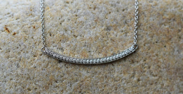 White Gold Necklace | Bar Necklace | DiamondBar Necklace | Dainty Necklace| MinimalistNecklace | Pave Set Diamonds |14K White Gold